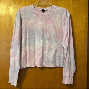 Wild Fable Light Pink & Purple Cropped Tie Dye Tee Size M